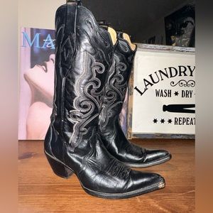 Corral C1922 Black Leather Inlay Pointed Toe Cowboy Boots Size 8 M Women’s